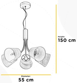 ONLI - Lampadario a sospensione con filo ASIA 5xE14/6W/230V