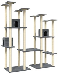 Albero per gatti con tiragraffi in sisal grigio scuro 174 cm