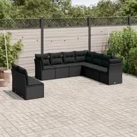 Set Divani da Giardino 9 pz con Cuscini Nero in Polyrattancod mxl 111313