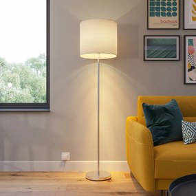 Lampada da terra Everly Lindby, Bianco / Opale, Soggiorno / Sala da pranzo, Tessuto / Stoffa / Seta, Moderno, Lampada da terra