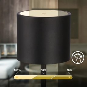 Briloner 7521015 - Lampada da tavolo LED dimmerabile SIGO 2,5W/5V IP44 2600 mAh nera