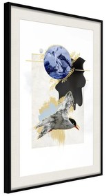 Poster  Abstraction with a Tern  Cornice Quadri Cornice nera con pass-partout, Larghezza x Altezza Home decor 20x30