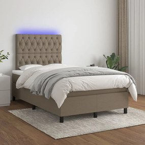 Letto A Molle Con Materasso E Led Tortora 120x200cm İn Tessuto /