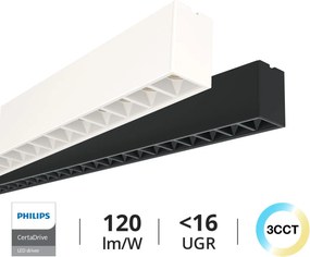 Plafoniera LED 40W 120cm UGR16 CCT con driver Philips Bianca o nera
