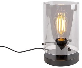 Lampada da tavolo di design nera con vetro fumé - Dome