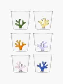 Set di 6 bicchieri acqua in vetro borosilicato fatti a mano Coral Reef
