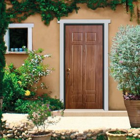 Porta blindata MASTER Eclipse L 80 x H 210 cm in PVC noce scuro/bianco, apertura spingere a destra, falso telaio incluso