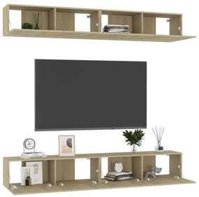 Mobili tv 4 pz rovere sonoma 100x30x30 cm in truciolato