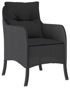 Set da pranzo da giardino 7 pz nero con cuscini in polyrattan