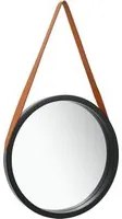 Specchio da Parete con Cinghia 40 cm Nero 320363