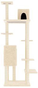 Albero per gatti con tiragraffi in sisal crema 154 cm