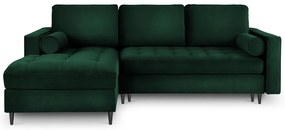 Divano letto angolare in velluto verde, angolo sinistro Santo - Milo Casa