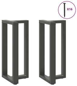 Gambe Tavolo Bar Forma T 2 Pz Antracite 40x35x(90-91)cm Acciaio /
