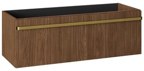 Mobile da bagno sotto lavabo LOA noce e oro opaco L 120 x H 40 x P 46 cm 1 cassetto, lavabo posizionabile centralmente non incluso