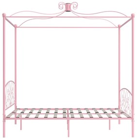 Letto a Baldacchino Rosa in Metallo 160x200 cm