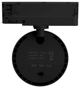 Faro LED 36W Slim per Binario Trifase Orientabile 60° Nero 3CCT Bianco Variabile Colore Bianco Variabile CCT