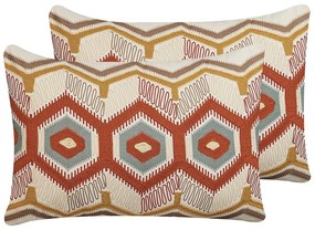 Set di 2 cuscini decorativi cotone ricamato multicolore 40 x 60 cm MAJRA Beliani