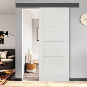 Porta scorrevole Ribera in mdf bianco, L 93 x H 212 cm, con binario Atelier Reversibile