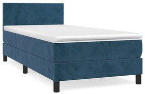 Giroletto a molle con materasso blu scuro 100x200 cm in velluto