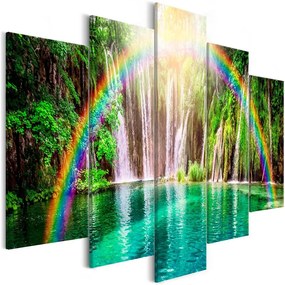 Quadro Rainbow Time (5 Parts) Wide  Colore Turchese, Dimensioni e Misure 225x100