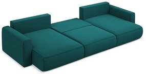 Divano angolare turchese allungabile/con contenitore (a U) con rivestimento in velluto Kapua – Makamii