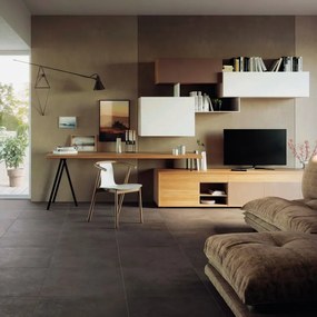 Piastrella da pavimento e rivestimento interno 60 x 60 cm Sp. 8 mm rettificato Draft Dark in gres porcellanato smaltato antracite opaco traffico intenso (pei 4/5) R9 1.44 mq