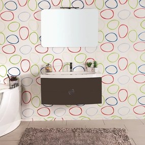 Mobile bagno sospeso moderno 90 cm con lavabo e specchio. Tulipano Magnolia