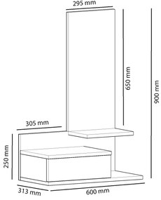 Mensola da parete con specchio ROZELLA 90x60 cm beige/antracite