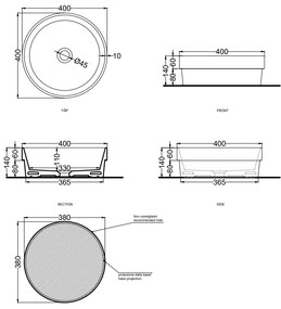 Cielo Enjoy Lavabo 40 cm semincasso tondo Senza Troppopieno Basalto