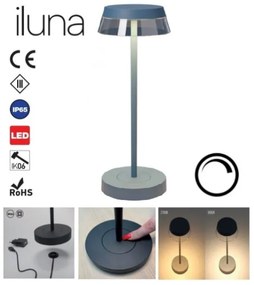 Redo 90310 - Lampada da tavolo LED dimmerabile ILUNA LED/2,5W/5V 3000 mAh IP65 blu