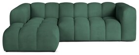 Divano angolare verde (con penisola a sinistra/con chaise lounge) con rivestimento in velluto Cube – Bonami Selection