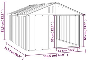 Casetta per cani antracite 116,5x153x81,5 cm acciaio zincato