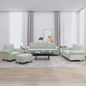 Set Di Divani 4 Pz Con Cuscini Grigio Chiaro İn Velluto /