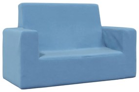 Divano Per Bambini A 2 Posti Blu İn Morbido Peluche /