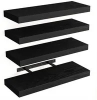 Kit 4 Mensole da Parete con gancio 40x14 H 3 cm Legno MDF Nero