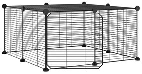 Gabbia per animali 12 pannelli con porta nero 35x35 cm acciaio