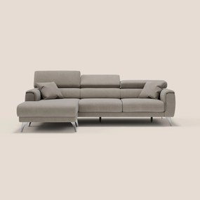 Caravaggio Divano angolare con sedute scorrevoli in tessuto morbido impermeabile T02 beige