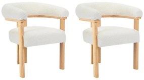 Sedia con braccioli Tessuto bouclette Legno di hevea Bianco Naturale - Lotto di 2 - LIVELIA di Pascal MORABITO
