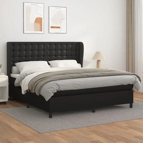 Giroletto A Molle Con Materasso Nero 160x200 Cm İn Similpelle /