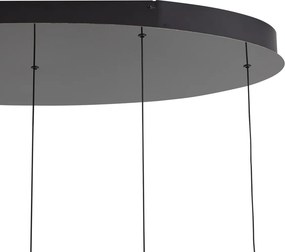 Lampada a sospensione di design color canna di fucile con vetro verde, LED integrato, dimmerabile a 3 fasi, 5 luci - Fiera