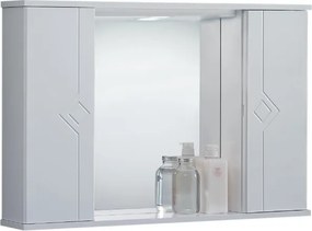 Specchiera da bagno PLUTONE 90 bianco lucido a 2 ante con luce LED