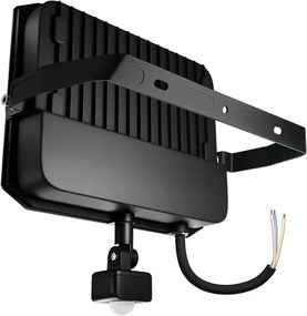 Faro LED 100W IP65 Nero con Sensore di Movimento e OSRAM chip LED Colore Bianco Naturale 4.000K