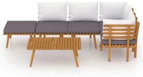 Set divani da giardino 6 pz con cuscini in massello di acacia
