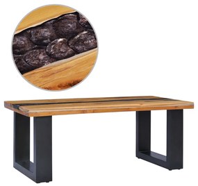 Tavolino Salotto 100x50x40 Cm Legno Massello Teak E Poliresina /