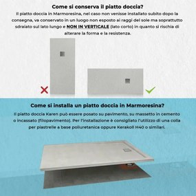 Piatto doccia resina 70x70 su misura ghiaccio effetto pietra Karen