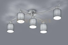 Garda plafoniera 5 diffusori in tessuto grigio l. 75cm + 44,2cm att...