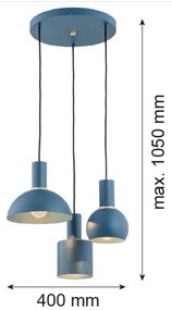 Argon 1471 - Lampadario a sospensione con filo SINES 3xE27/15W/230V blu