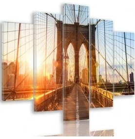 Quadro su tela 5 pannelli Ponte di Brooklyn New York 200x100