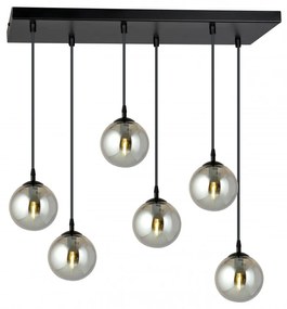Lampadario a Sospensione in Acciaio e Vetro COSMO 6 Nero 6xE14 Colore delle Sfere Grafite