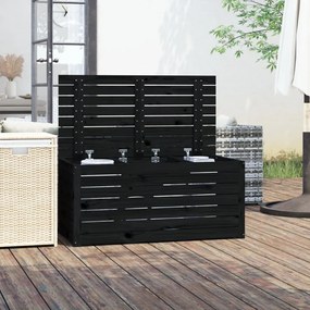 Contenitore giardino nero 101x50,5x46,5 cm legno massello pino